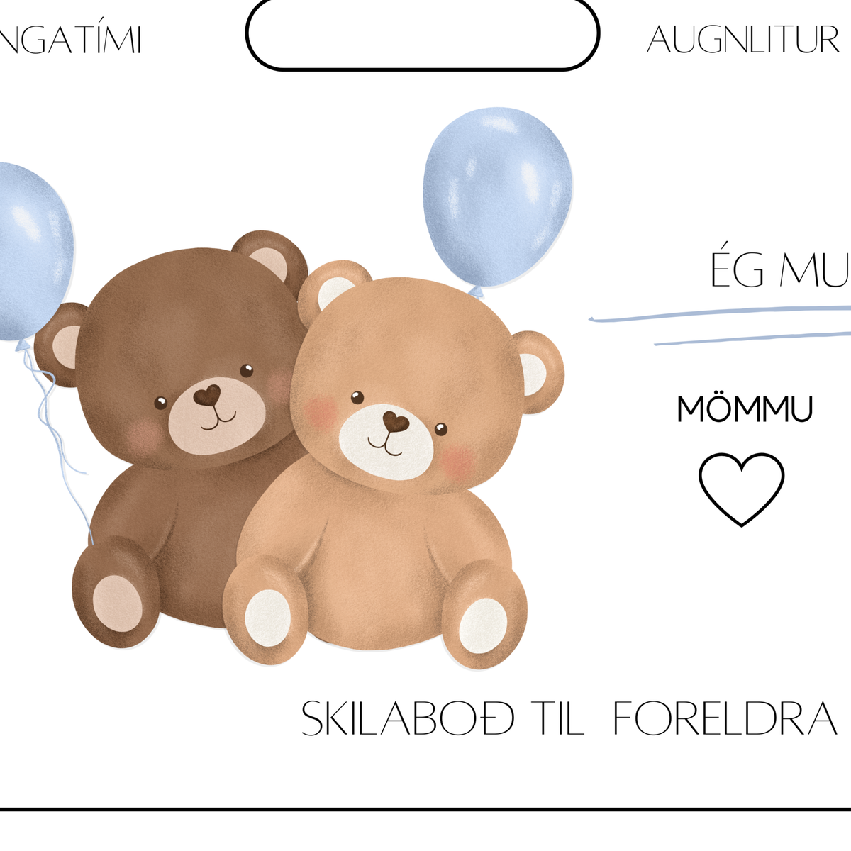 Bear Baby Shower Predictions Card | Blue