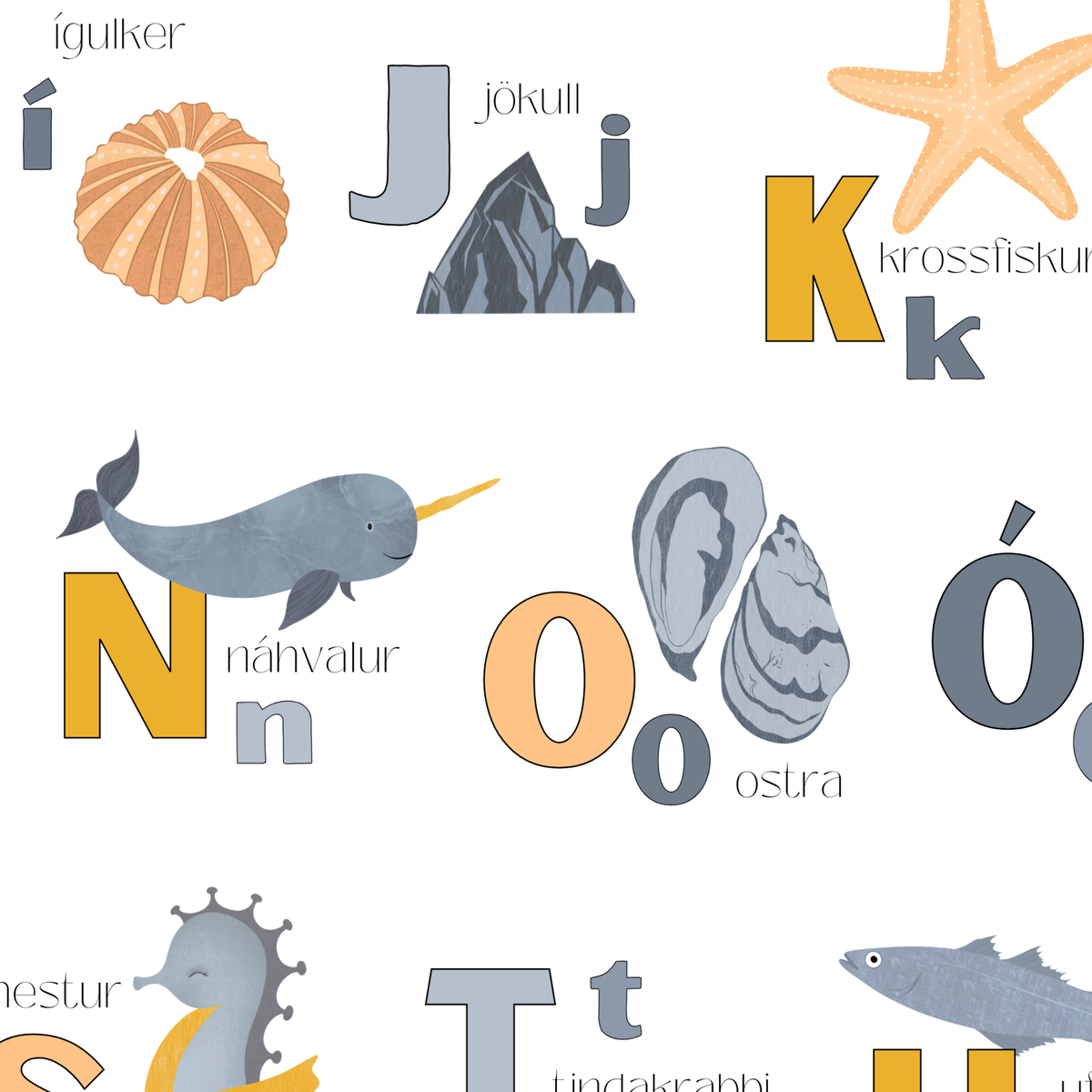 Alfabeto de animales del océano