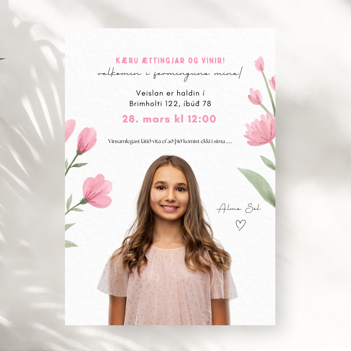 Blóma Fermingar Boðskort