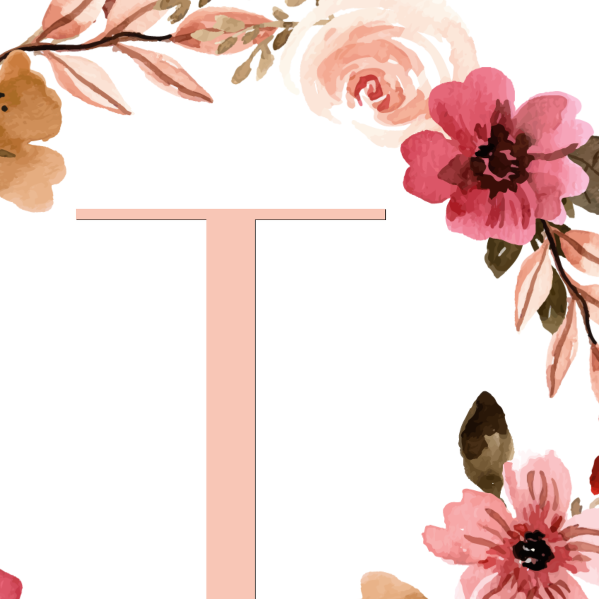 Letra de corona de flores y detalles de nacimiento
