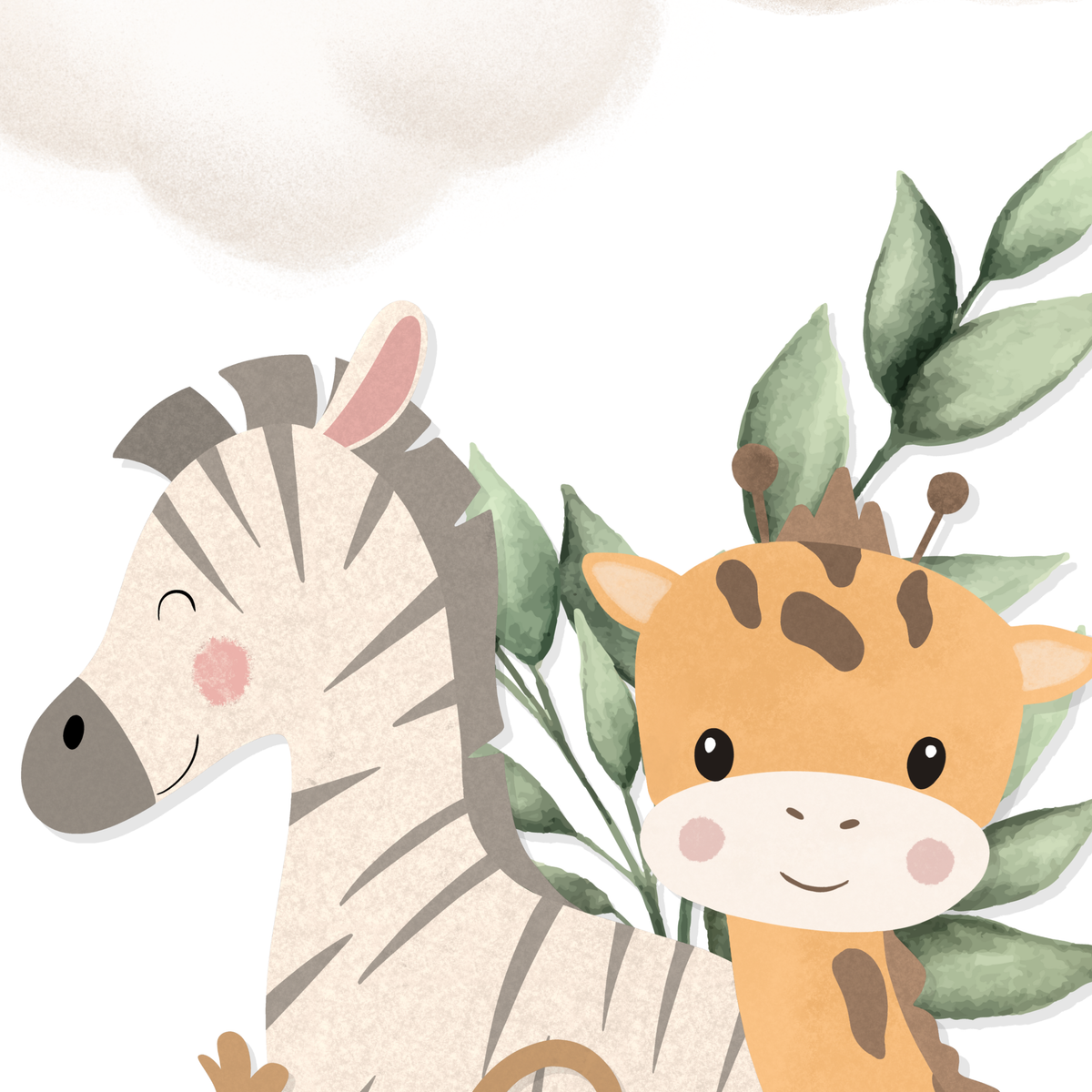 Safari Animals Green Leaves