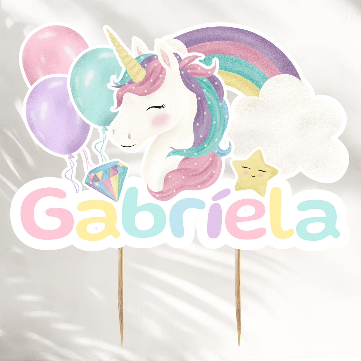 Unicorn Cake Topper With Name
