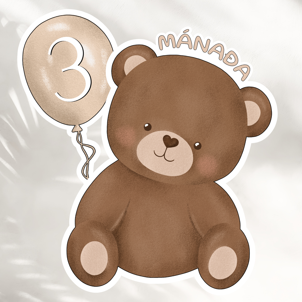 Bears Beige Balloon Monthly Cards