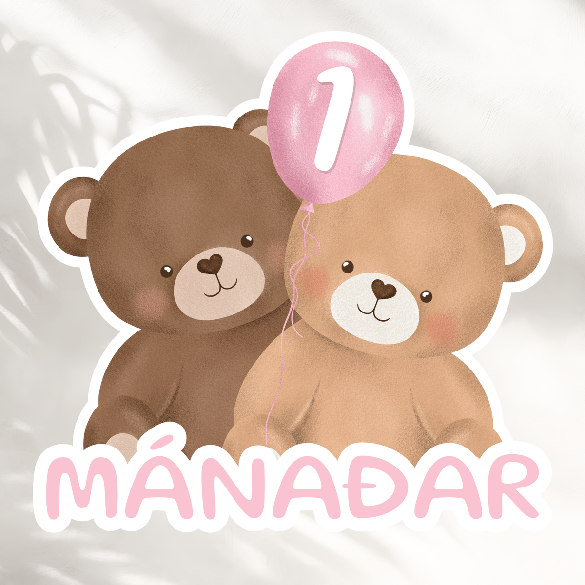 Bears Pink Balloon Monthly Cards