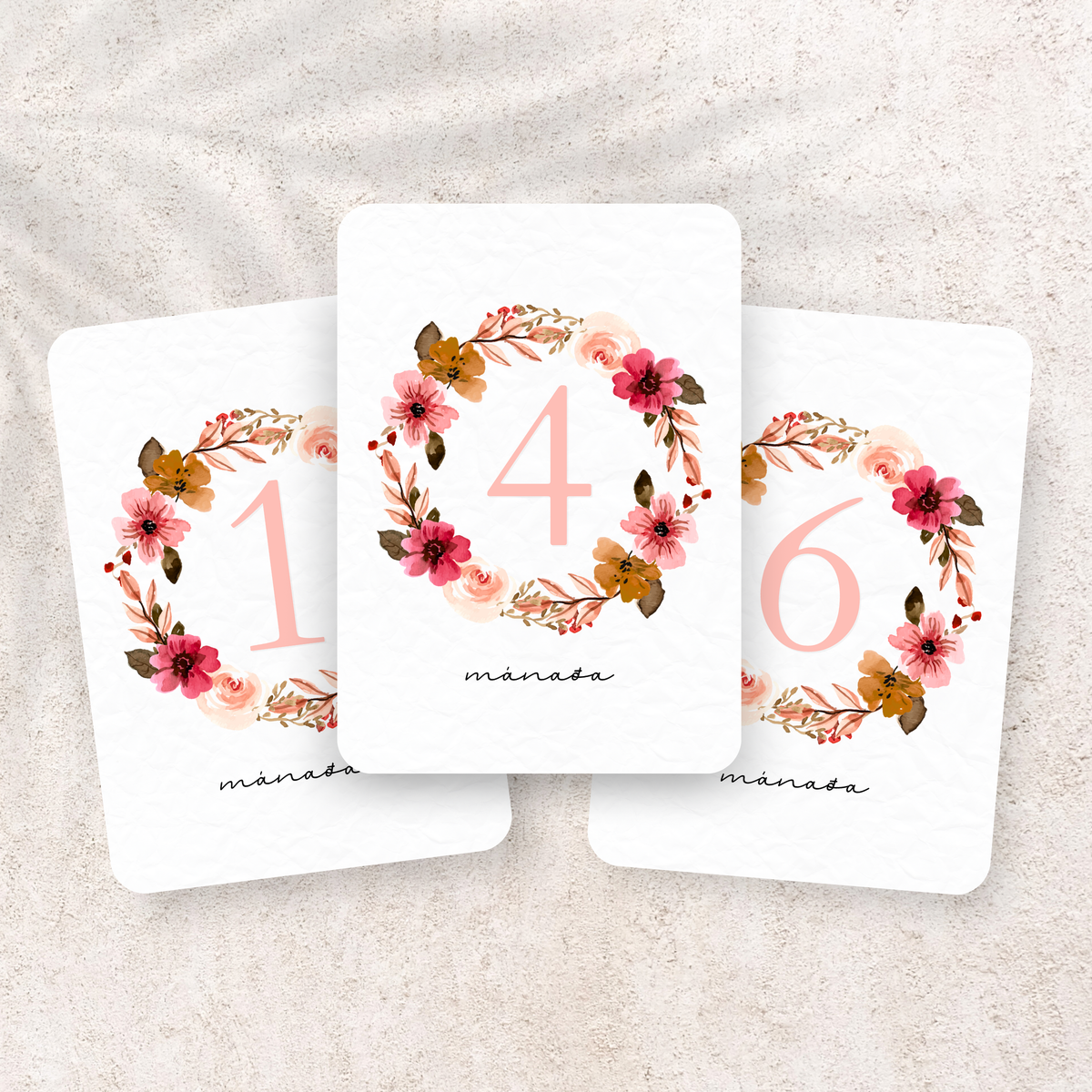 Monthly Cards | Pink Flower Wreath