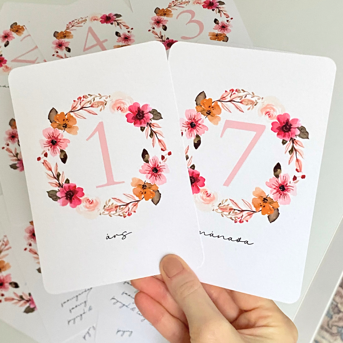 Monthly Cards | Pink Flower Wreath