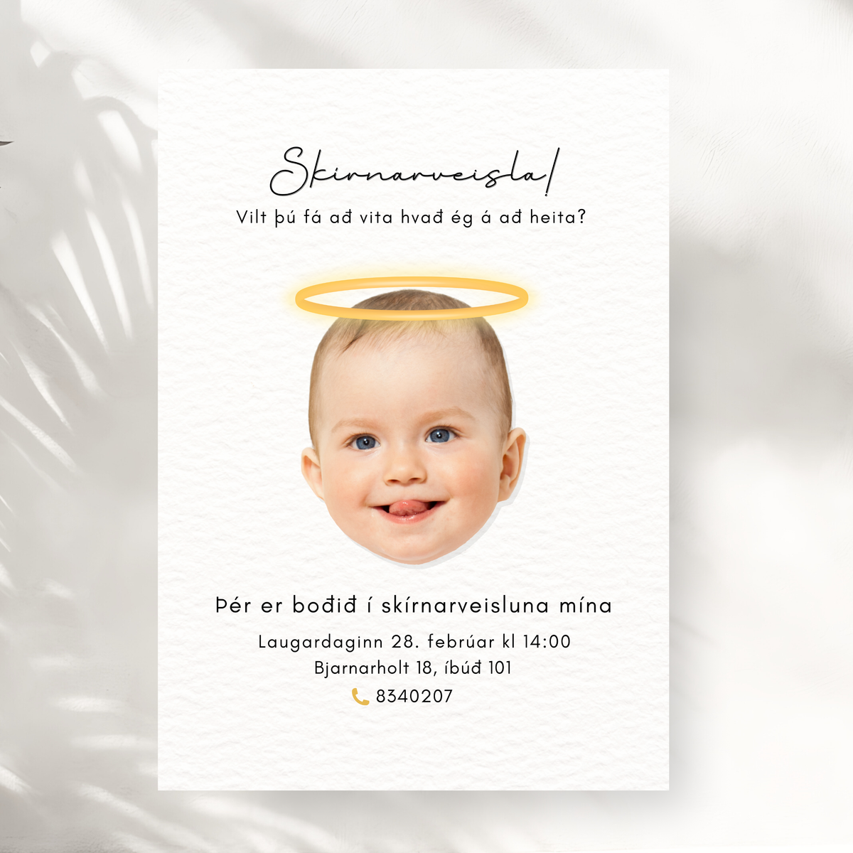 Andlits Boðskort í Skírn | Geislabaugur